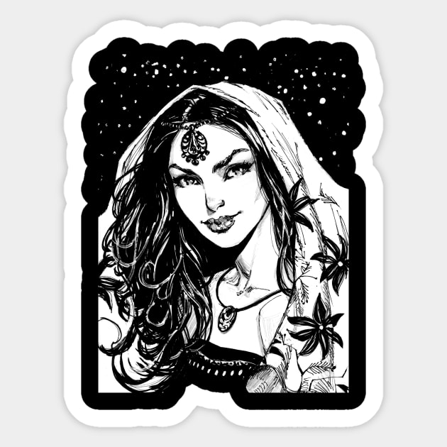 Scheherazade (White print) Sticker by nikitanv